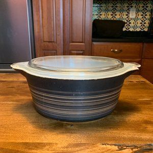 Vintage 1960's Pyrex Terra Pattern #475-B, 2 1/2 Qt Bowl w Clear Glass Pyrex Lid